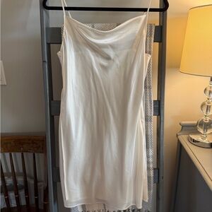Silky White Cowl Neck Slip Dress